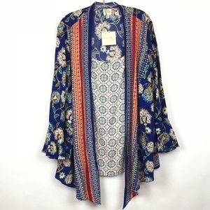 Plus Size Boho Floral Bell Sleeve Blouse NWT 2X